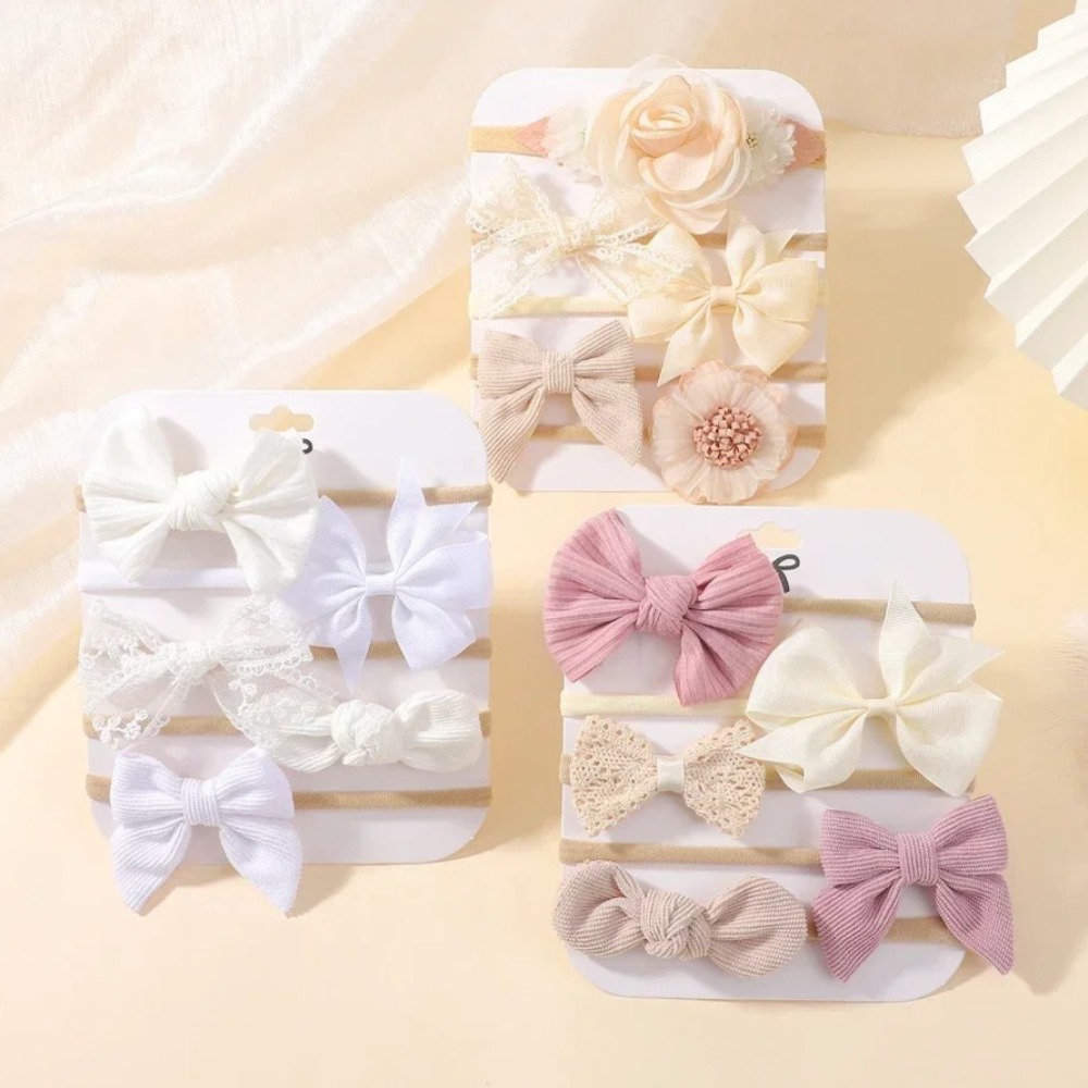 Baby Products Set - 5 قطعة زهرة الطفل مقوس دانتيل