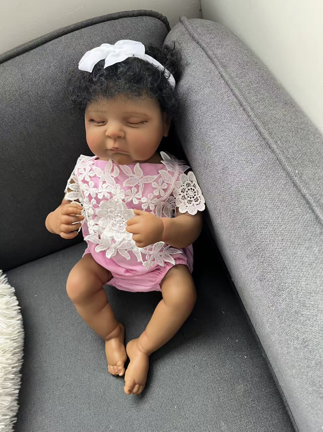 48 سنتيمتر تولد من جديد الخوخ  - مراجعة Baby Products For Curly Hair وسعره